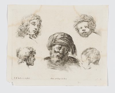 Dokumentasi “Anggota kelompok terkait: Head of an old man with a turban and beard, four smaller heads of young people at the corners, plate 9 from I principii del disegno (The Principles of Design) (2016.62.9)”. Minneapolis Institute of Art.
