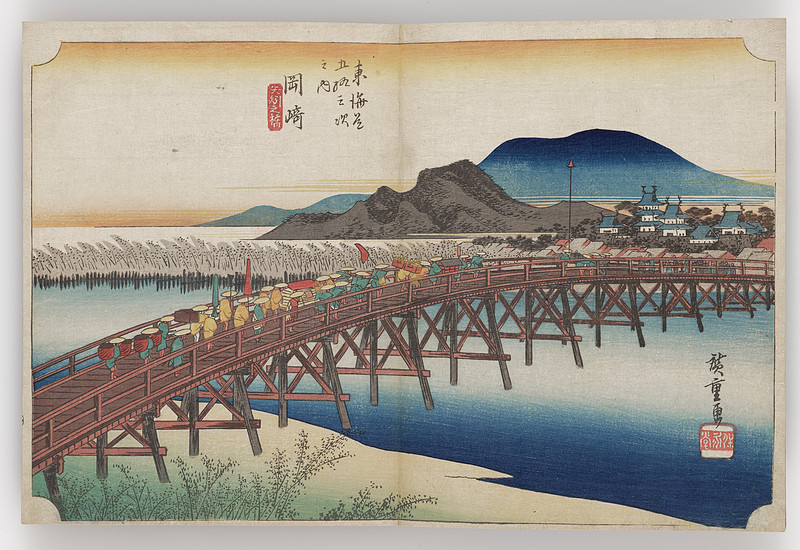 Okazaki--Yahagi Bridge, Utagawa Hiroshige, c. 1832–33
