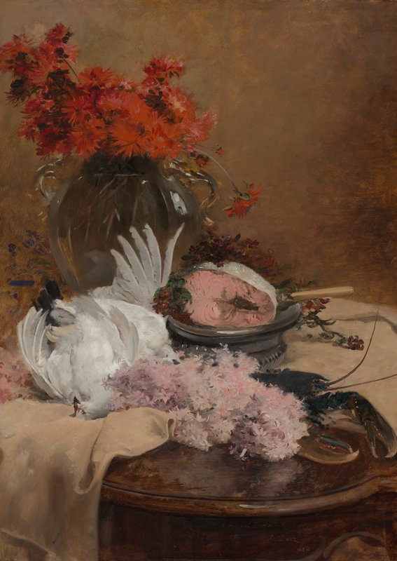 Still Life with Flowers and Salmon, Ernest-Ange Duez, 1883
