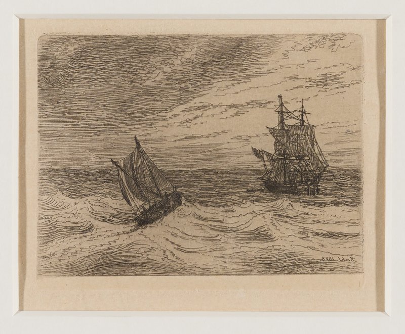 Bewegte See mit einem Zweimaster und Segelboot, Johann Christian Clausen Dahl, 1828