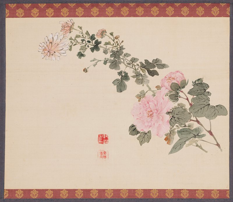 Chrysanthemum and Peony, Urakami Shunkin, 1834