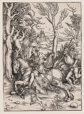Dokumentasi “Knight on Horseback and the Lansquenet”; Woodcut. Minneapolis Institute of Art.