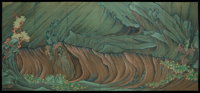 Volcanic Landscape [right of a pair], Irie Shikai, 1916