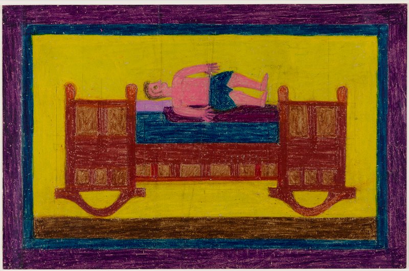 Child in Cradle, Eddie Arning, c. 1965