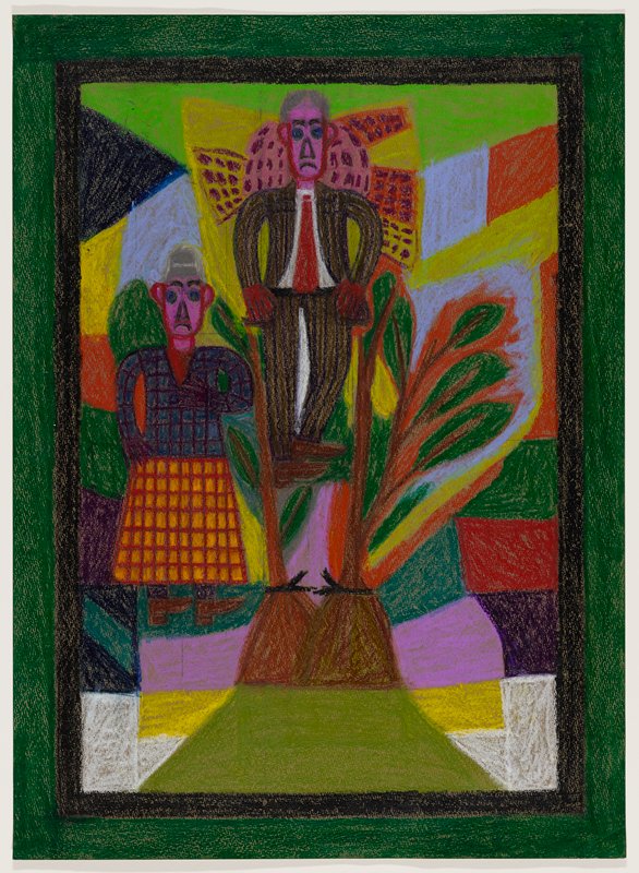 Woman with Man on Stilts, Eddie Arning, c. 1965