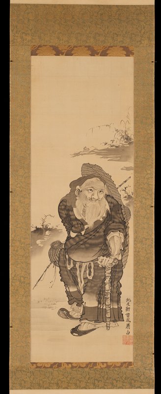 Taigong Wang [center of a triptych of Taigong Wang, Dragon, and Carp], Soga Shōhaku, c. 1760–80
