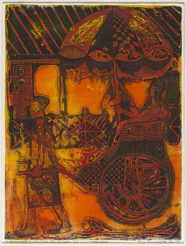 A Ride in the City of Golden Dust, Bruce Onobrakpeya, 1971