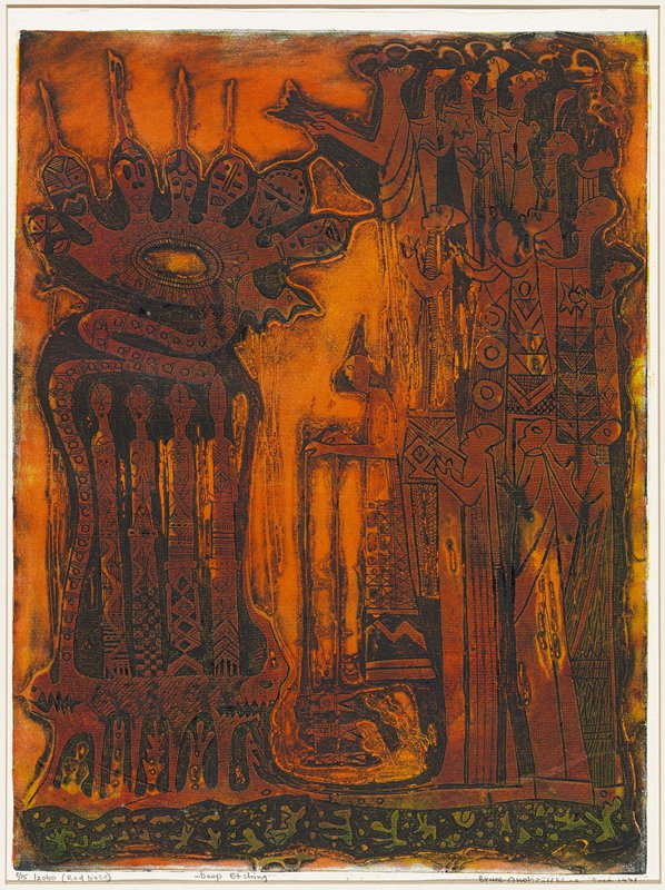 Izobo (Red Base), Bruce Onobrakpeya, 1971