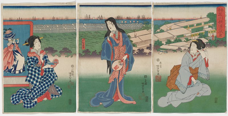 View of Yokohama in Kanagawa, Цукиока Ёситоси