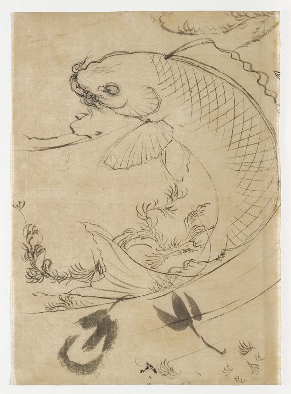 Study of a leaping carp, Цукиока Ёситоси, XIX век