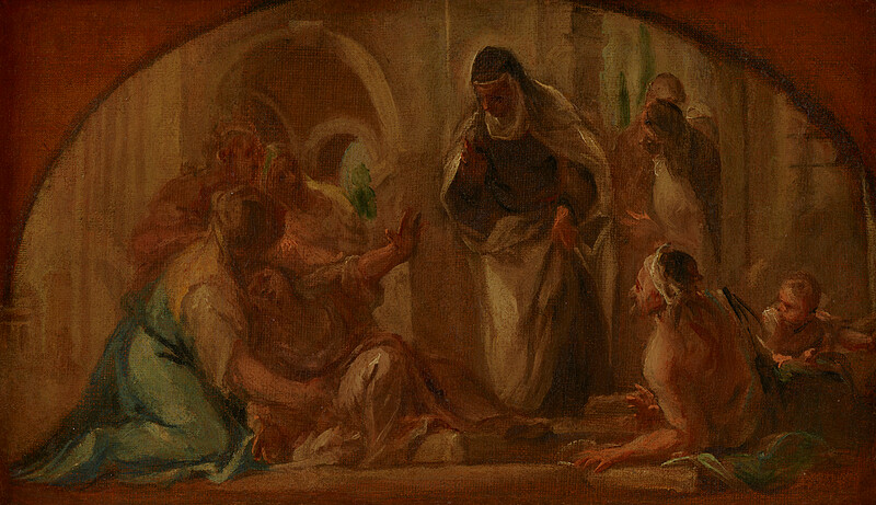 Saint Monica Healing the Possessed, Attributed to Gioacchino Assereto, c. 1630–40