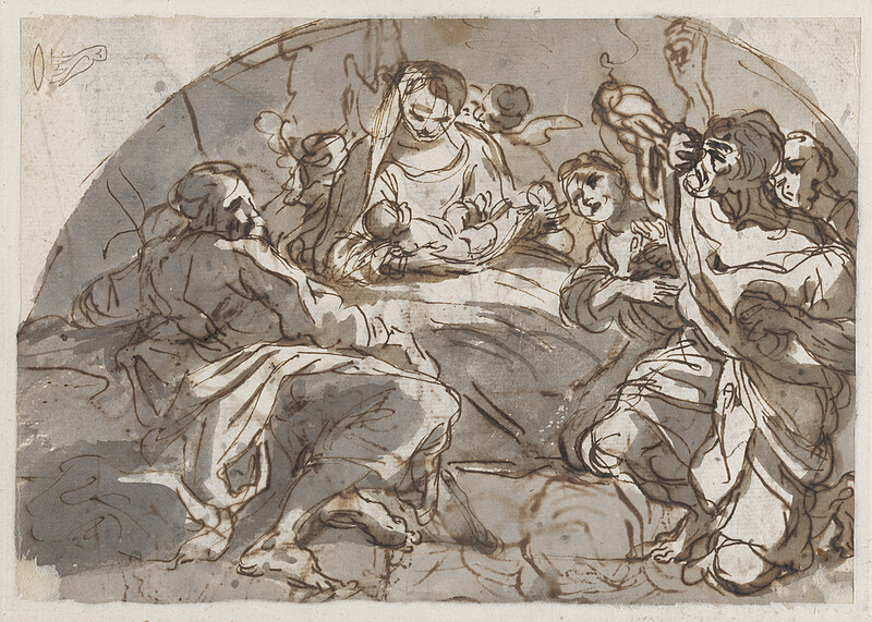 Adoration of the Shepherds (recto); Diana and her Nymphs (verso), Attributed to Carlo Maratti, 1690s