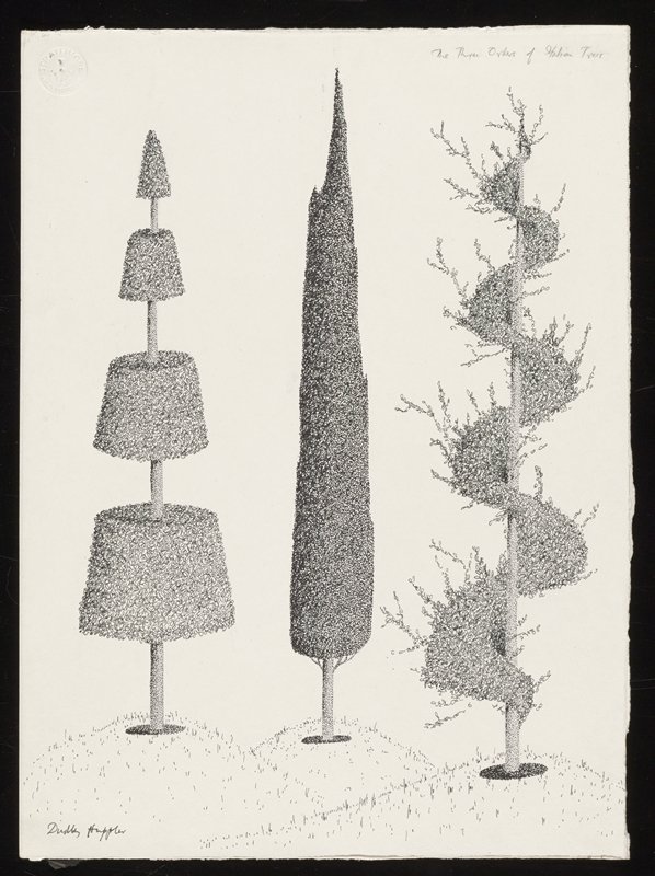 Three Orders of Italian Trees, Dudley Huppler, 1953