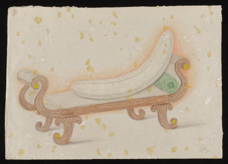 Nude Banana on Sheraton-Style Sofa, Dudley Huppler, 1981