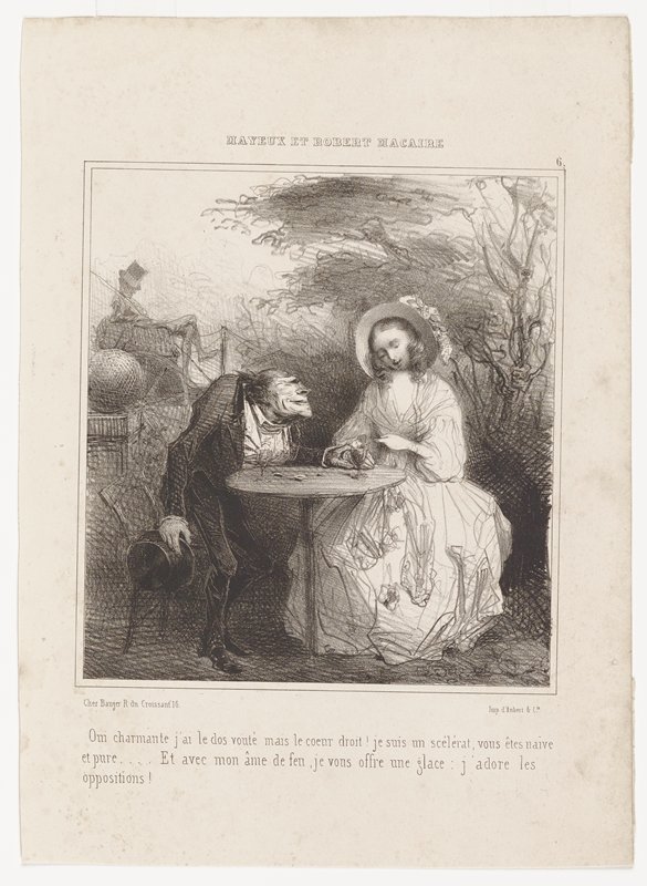 Mayeux et Robert Macaire - Oui, Charmante j'ai le dos vouté..., Charles-Joseph Travies de Villers, c. 1839