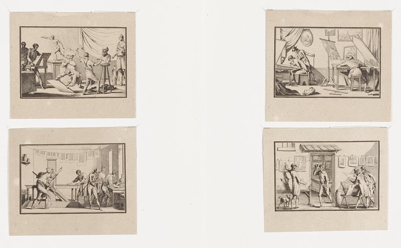 Four plates from Suite d'ouvriers des différents classes, Jean Duplessis-Bertaux, c. 1814