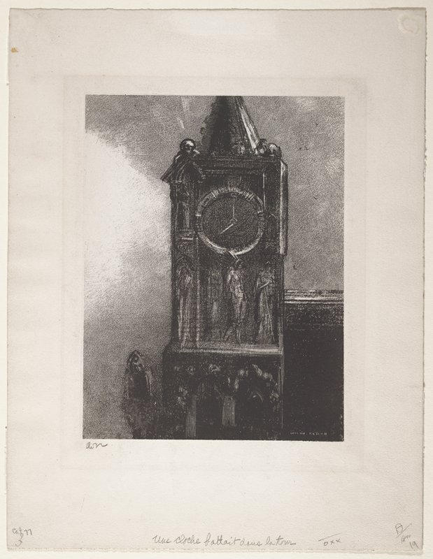 Une cloche battait dans la tour [A bell was striking in the tower], illustration to Edmond Picard, Le Juré, Одилон Редон, 1887