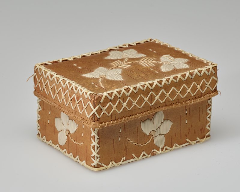 Covered quillwork box by Anishinaabe (Ojibwe) artist