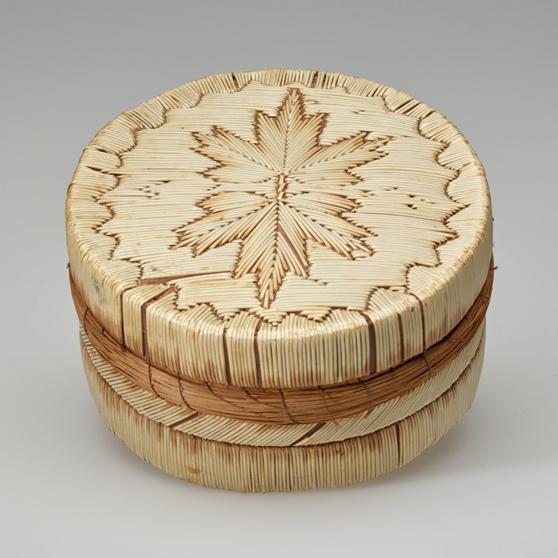 Covered quillwork box by Anishinaabe artist