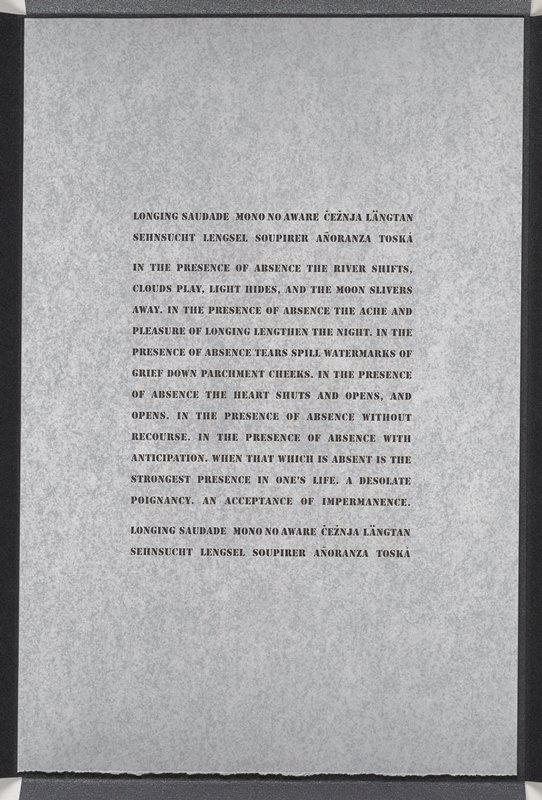 Leaf from In the Presence of Absence, Harriet Bart, 2002