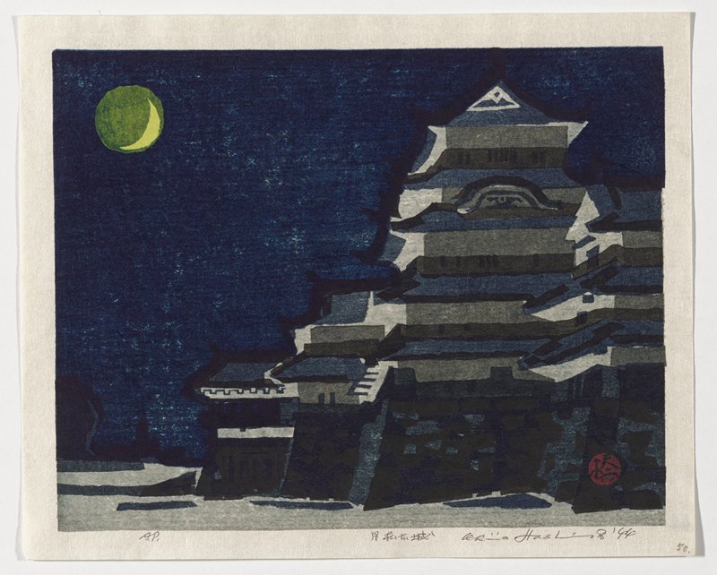 Matsumoto Castle and Moon, Hashimoto Okiie, 1944