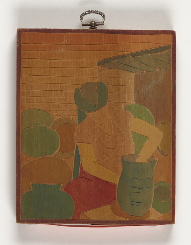 Double-sided white-line woodblock matrix for Rosita, Mabel A. Hewit, 1957