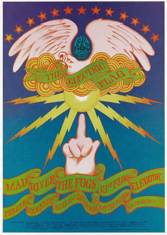 The Electric Flag, Mad River, The Fugs, 13th Floor Elevator, Avalon Ballroom, February 2-4, 1968, Victor Moscoso, 1968