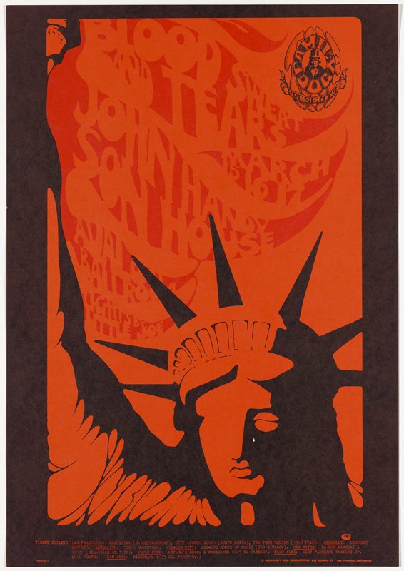 Blood, Sweat, and Tears, John Handy, Son House, Avalon Ballroom, March 15-17, 1968, Stanley Mouse, 1968