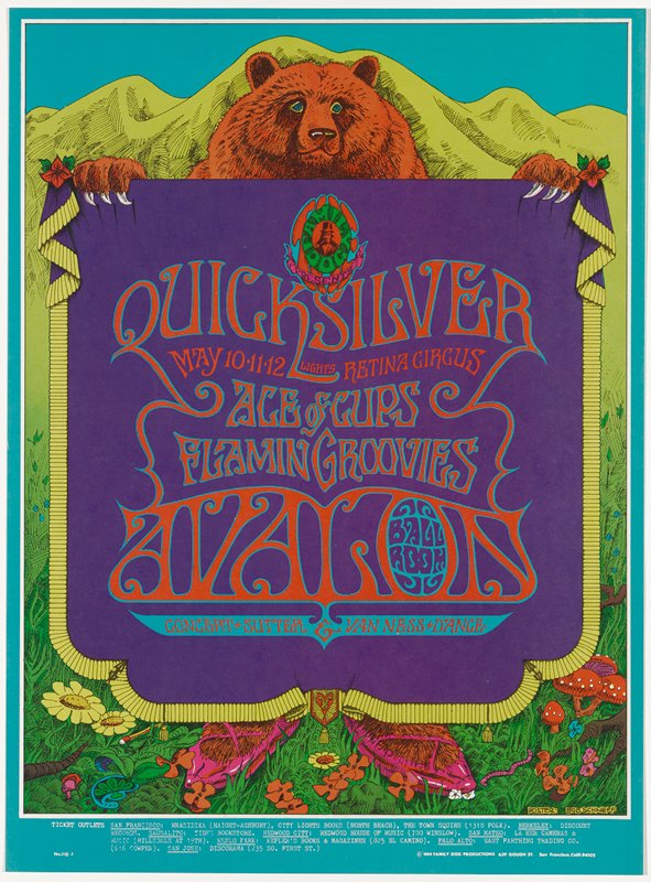 Quicksilver, Ace of Cups, Flamin' Groovies, Avalon Ballroom, May 10-12, 1968, Bob Schnepf, 1968