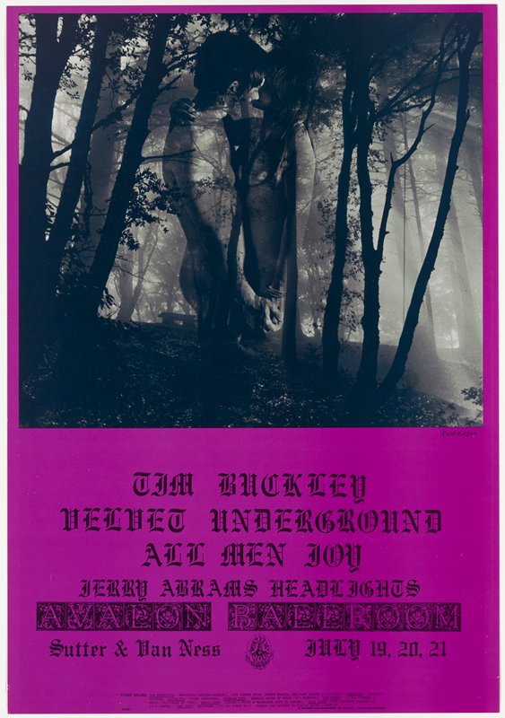 Tim Buckley, Velvet Underground, All Men Joy, Avalon Ballroom, July 19-21, 1968, Paul Kagan, 1968