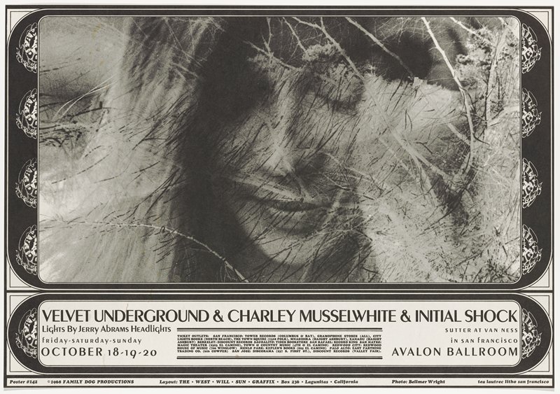 Velvet Underground, Charley Musselwhite, Initial Shock, Avalon Ballroom, October 18-20, 1968, Wes Wilson, 1968