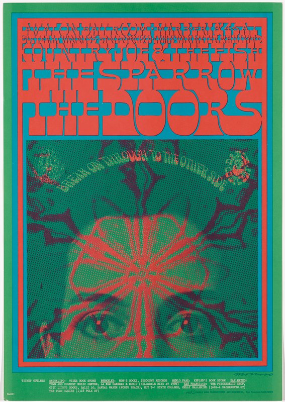 The Doors, The Sparrow, Country Joe and the Fish, Avalon Ballroom, March 3-4, 1967, Victor Moscoso, 1967