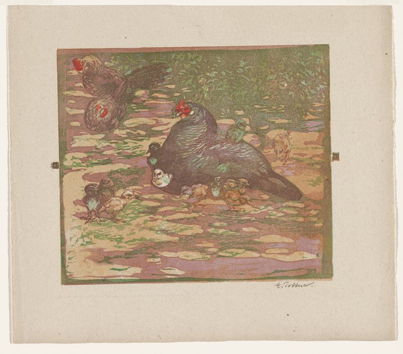 Hen with Her Chicks (Henne mit ihren Kücken), Emil Pottner, c. 1910