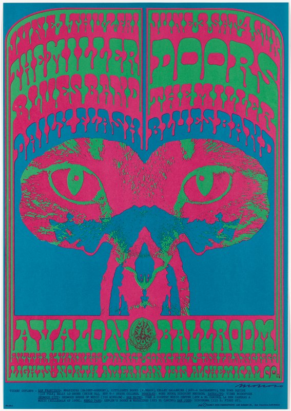 The Miller Blue Band, Doors, Daily Flash, Avalon Ballroom, June 1-4, 1967, Victor Moscoso, 1967