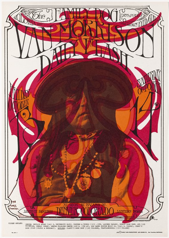 Van Morrison, The Daily Flash, 1601 West Evans Street, Denver, October 13-14, 1967, Alton Kelley, 1967