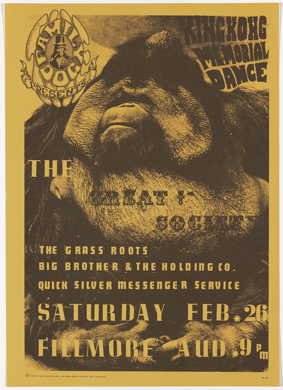 The Great Soceity, The Grass Roots, Big Brother and the Holding Company, Quicksilver Messenger Service, February 26, Filmore Auditorium, Wes Wilson, 1966