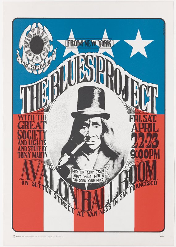 The Blues Project, The Great Society, April 22-23, Avalon Ballroom, Wes Wilson, 1966
