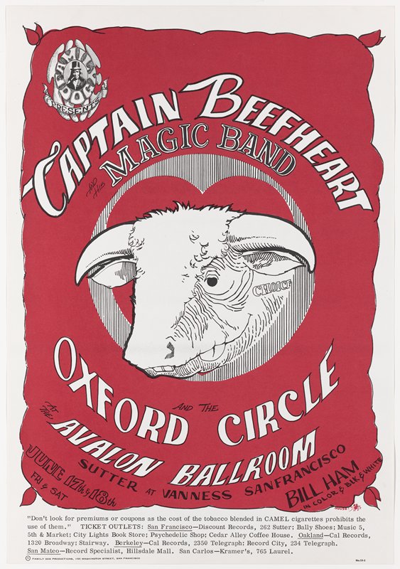 Captain Beefheart and his Magic Band, The Oxford Circle, Avalon Ballroom, June 17-18, 1966, Stanley Mouse, 1966