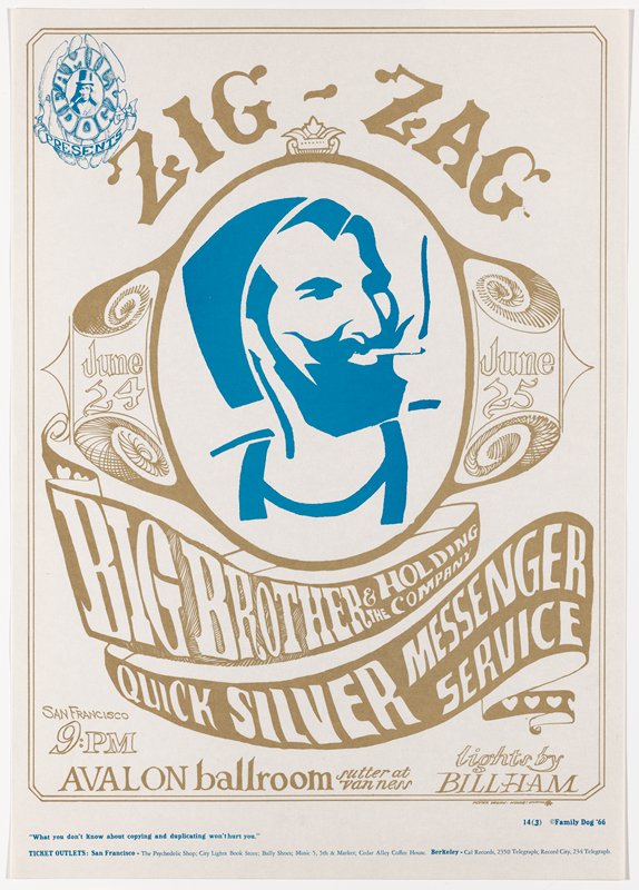 Big Brother and the Holding Company, Quicksilver Messenger Service, Avalon Ballroom, June 24-25, 1966, Alton Kelley, 1966
