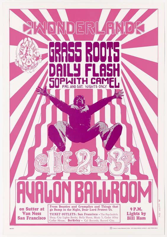 Grass Roots, Daily Flash, Sopwith Camel, Avalon Ballroom, July 1-3, 1966, Wes Wilson, 1966