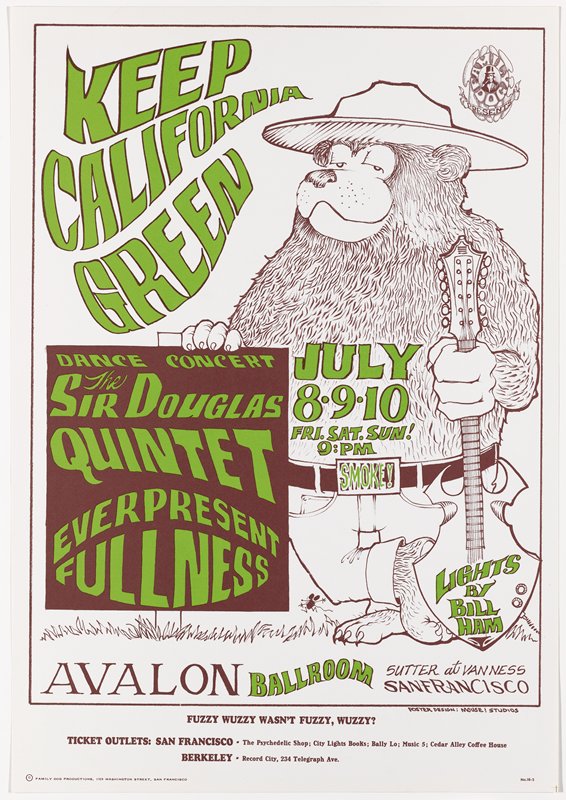 The Sir Douglas Quintet, Everpresent Fullness, Avalon Ballroom, July 8-10, 1966, Alton Kelley, 1966