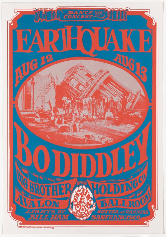 Bob Diddley, Big Brother and the Holding Company, Avalon Ballroom, August 12-13, 1966, Alton Kelley, 1966