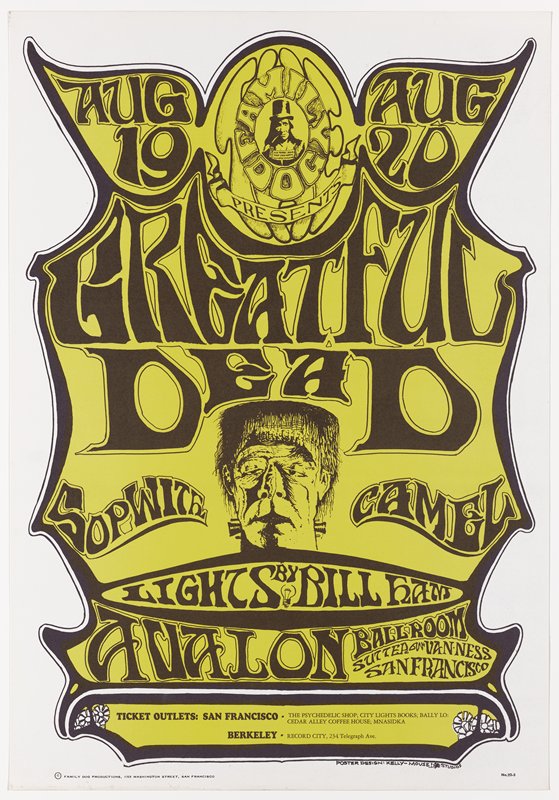 Grateful Dead, Sopwith Camel, August 19-20, Avalon Ballroom, Alton Kelley, 1966