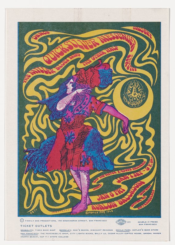 Quicksilver Messenger Service, The Miller Blues Band, The Other Half, Avalon Ballroom, January 6-7, 1967, Victor Moscoso, 1966