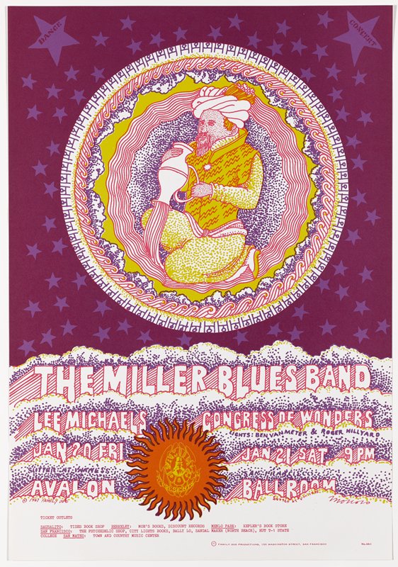 The Miller Blues Band, Lee Michaels, Congress of Wonders, Avalon Ballroom, January 20-21, 1967, Victor Moscoso, 1967