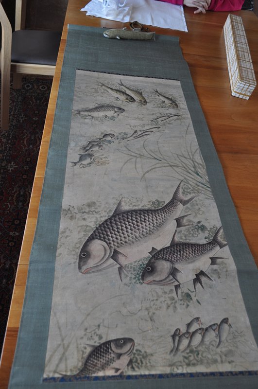 Fish, right scroll from a diptych, late 19th–early 20th century