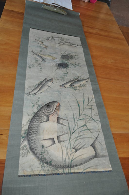Fish, left scroll from a diptych, late 19th–early 20th century