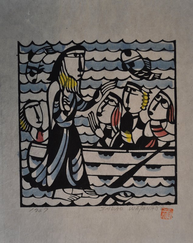 Jesus walking on the sea, Watanabe Sadao, 1967