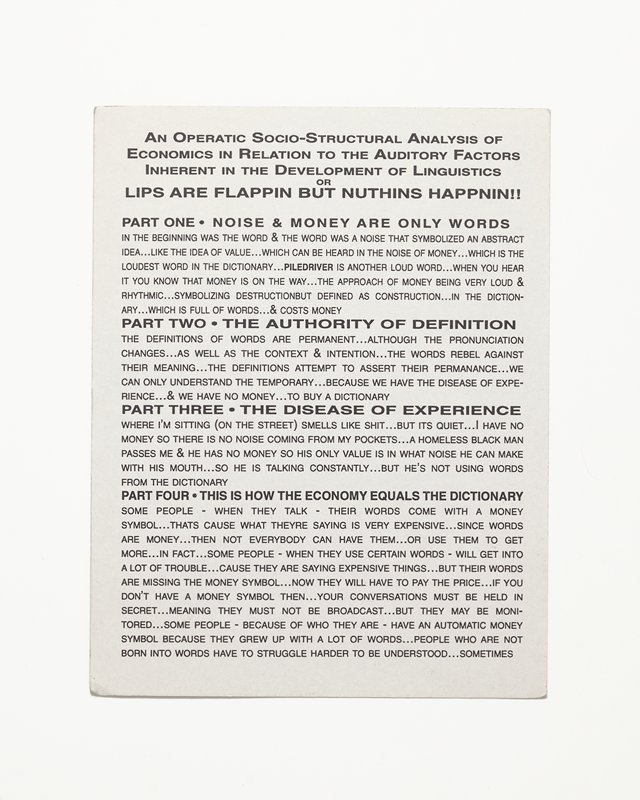 Card/Insert: AN OPERATIC SOCIO-STRUCTURAL ANALYSIS..., Fly NYC, late 20th–early 21st century