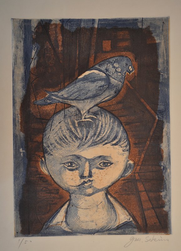 [Boy with bird on his head], Sekino Jun'ichirō, 20th century